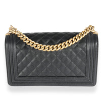 Black Quilted Caviar Medium Boy Handbag