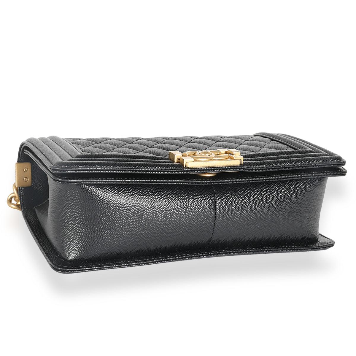 Black Quilted Caviar Medium Boy Handbag