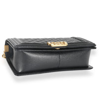 Black Quilted Caviar Medium Boy Handbag