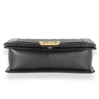 Black Quilted Caviar Medium Boy Handbag