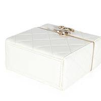 22P White Quilted Lambskin Mini Box Clutch