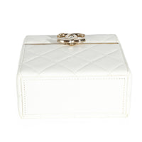 22P White Quilted Lambskin Mini Box Clutch