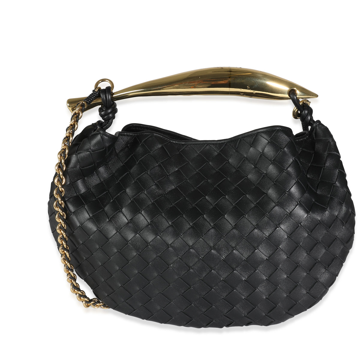 Black Intrecciato Lambskin Sardine With Chain