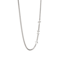 Silver Tone Louis Vuitton Monogram Row Necklace