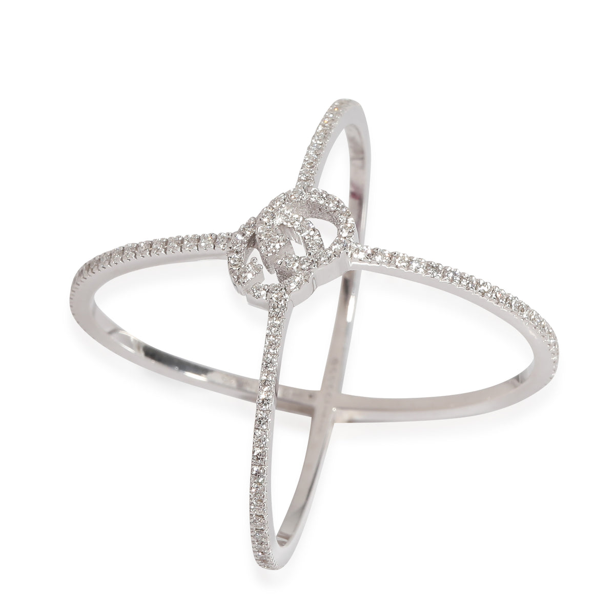 GG Running Crossover Diamond Ring in 18K White Gold 0.30 Ctw