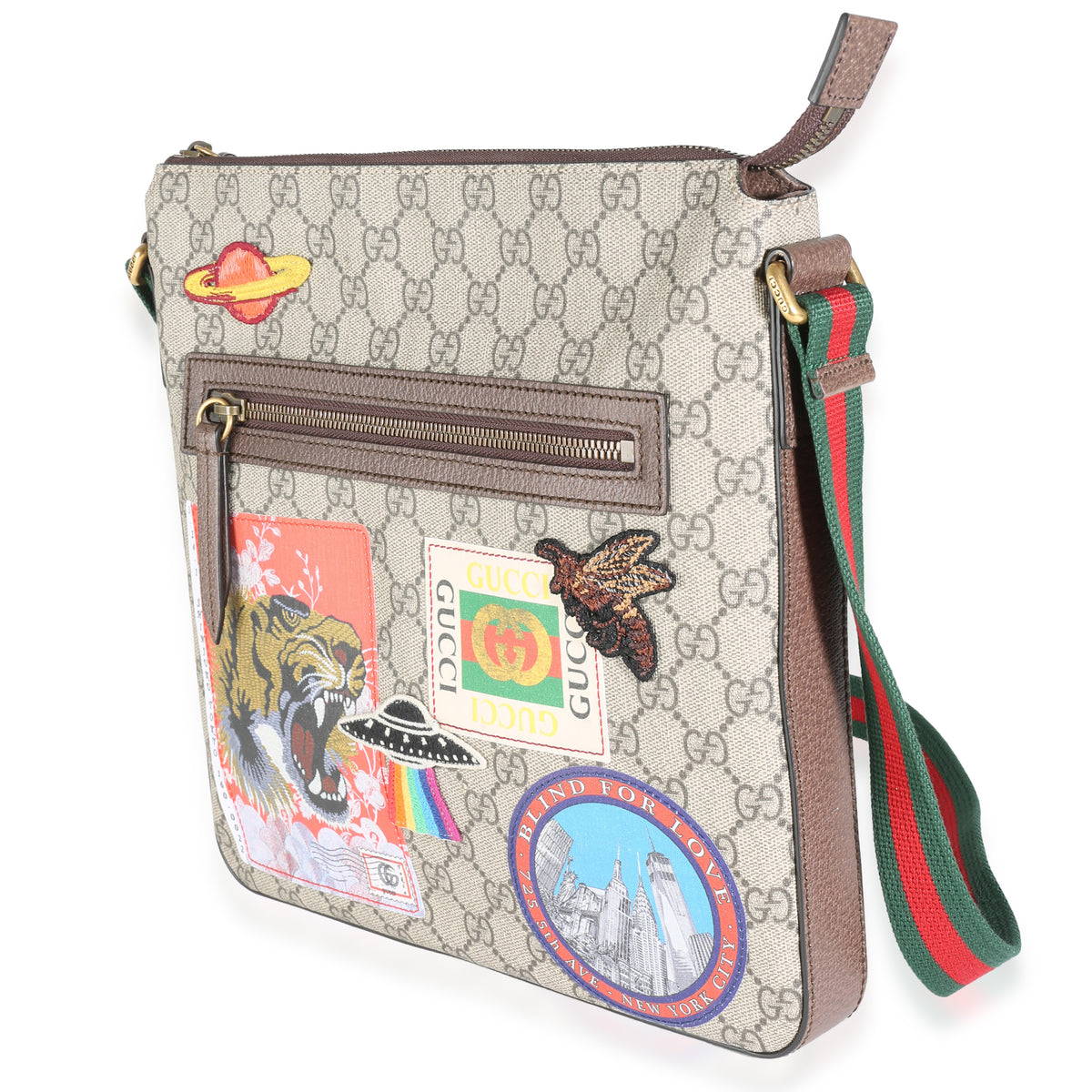 Soft GG Supreme Monogram Courrier Web Medium Flat Messenger