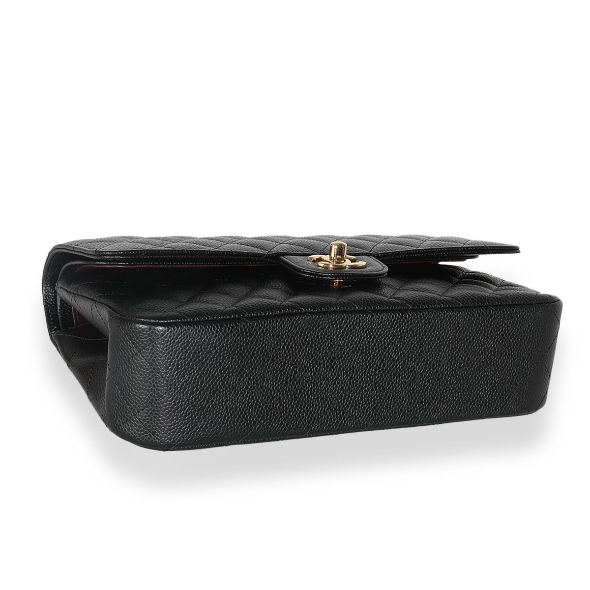 Black Quilted Caviar Medium Classic Double Flap Handbag