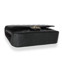 Black Quilted Caviar Medium Classic Double Flap Handbag