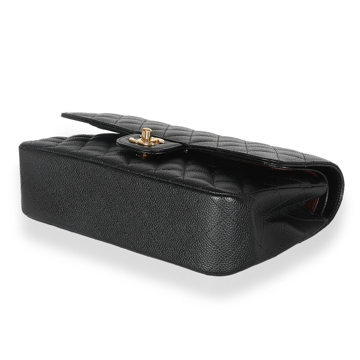 Black Quilted Caviar Medium Classic Double Flap Handbag