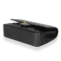 Black Quilted Caviar Medium Classic Double Flap Handbag