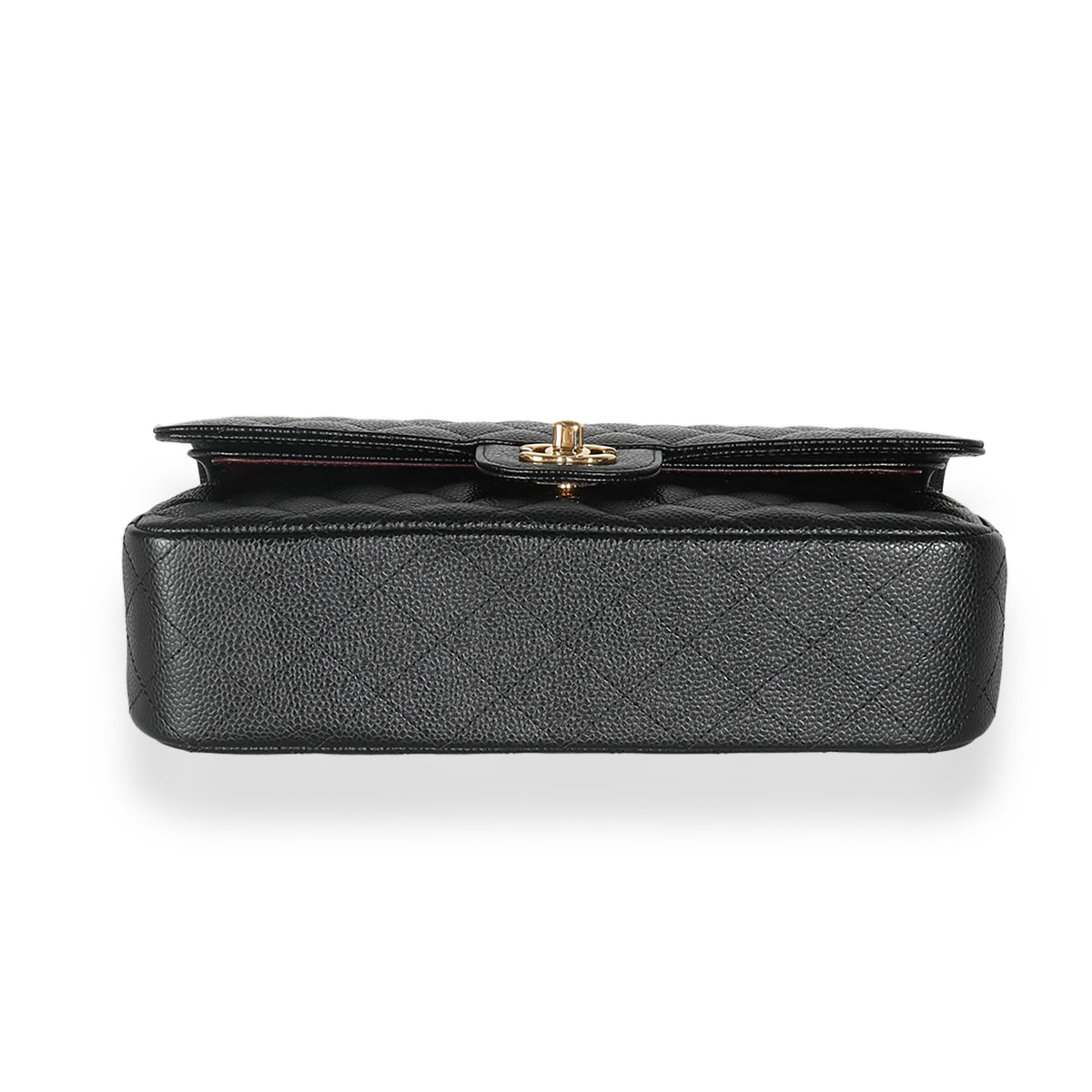 Black Quilted Caviar Medium Classic Double Flap Handbag