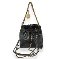 Black Shiny Quilted Calfskin Mini Chanel 22