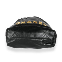 Black Shiny Quilted Calfskin Mini Chanel 22