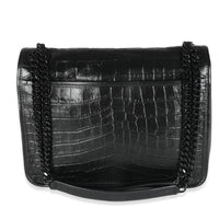 Black Crinkled Calfskin Croc Embossed Medium Niki Chain Satchel