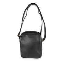 Black Pebbled Calfskin Vintage Logo Messenger