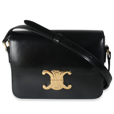 Black Shiny Calfskin Teen Triomphe Bag