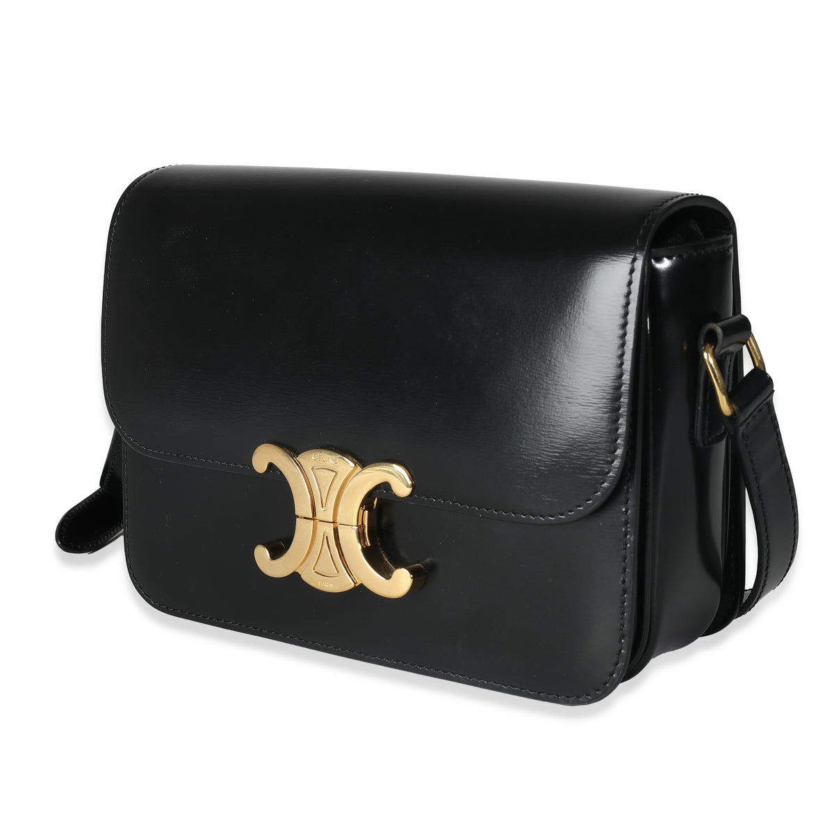 Black Shiny Calfskin Teen Triomphe Bag