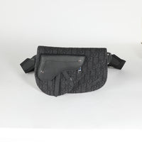 Black Oblique Canvas Oblique Saddle Pouch