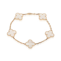 Alhambra Mother Of Pearl Bracelet in 18k Yellow Gold