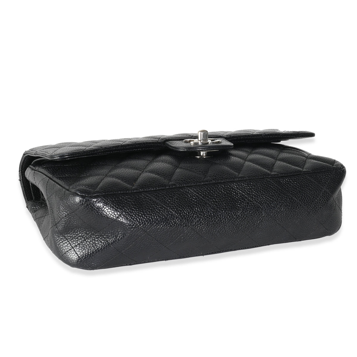 Black Quilted Caviar Medium Classic Double Flap Handbag