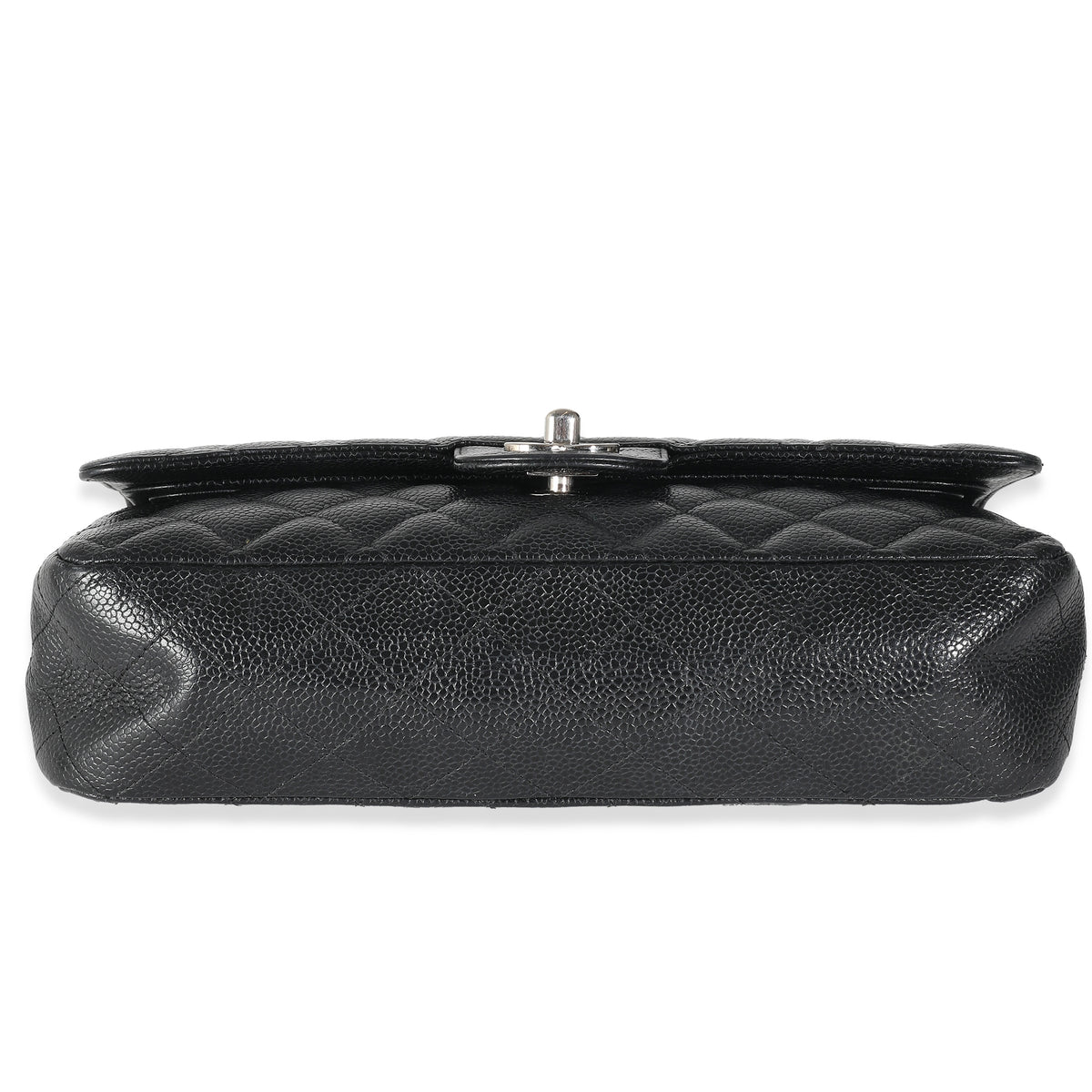 Black Quilted Caviar Medium Classic Double Flap Handbag