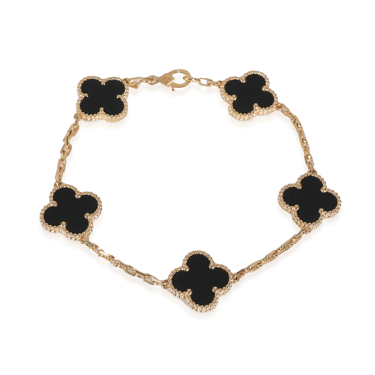 Alhambra Onyx Bracelet in 18k Yellow Gold