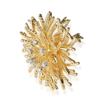 Vintage Anemone Brooch in 18k Yellow Gold 0.39 CTW