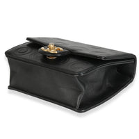 Black Embossed Lambskin Coco Square Flap Bag