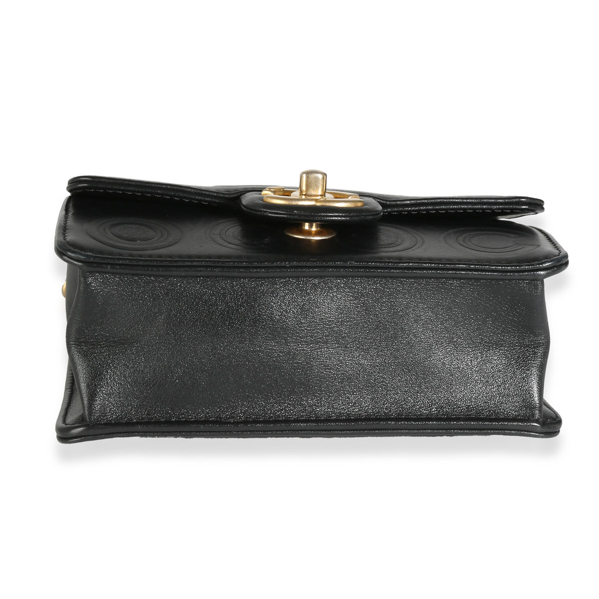 Black Embossed Lambskin Coco Square Flap Bag