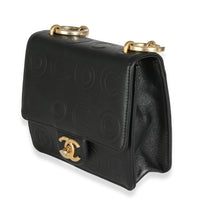 Black Embossed Lambskin Coco Square Flap Bag