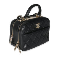 20P Black Quilted Lambskin Mini Trendy CC Bowling Bag