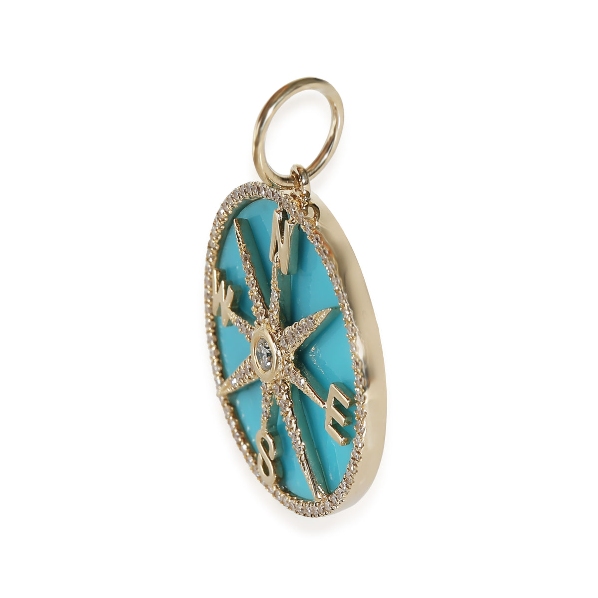 Turquoise Fashion Pendant in 14k Yellow Gold 0.25 CTW