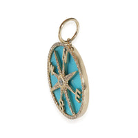Turquoise Fashion Pendant in 14k Yellow Gold 0.25 CTW