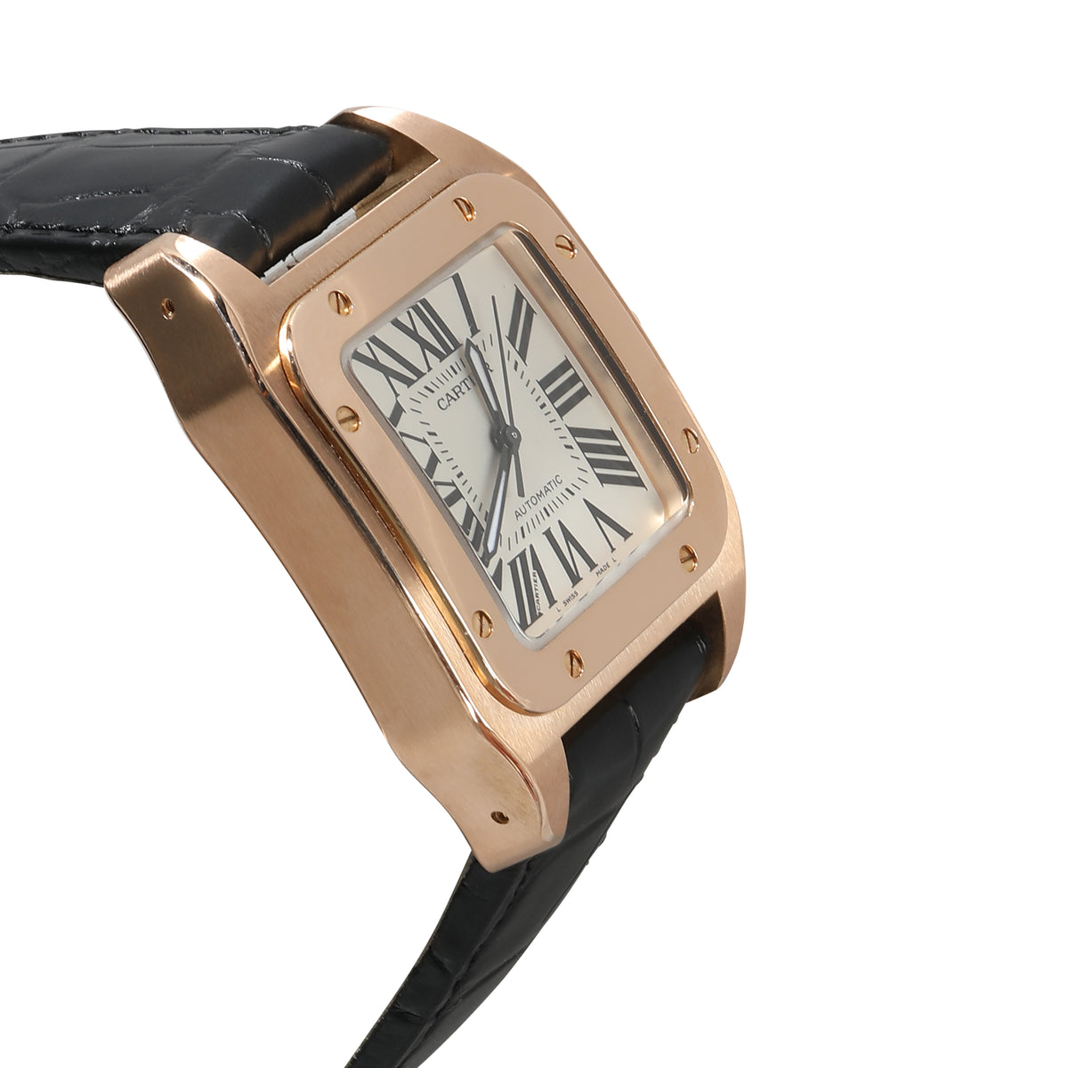 Santos 100 de Cartier W20108Y1 Unisex Watch in 18kt Rose Gold