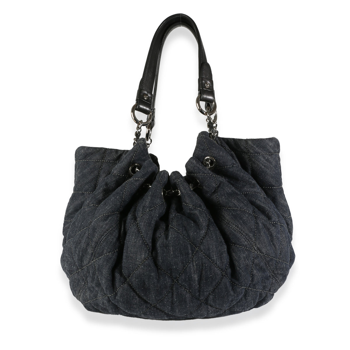 Navy Quilted Denim Coco Cabas Tote