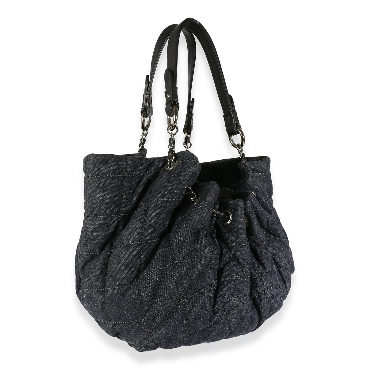 Navy Quilted Denim Coco Cabas Tote