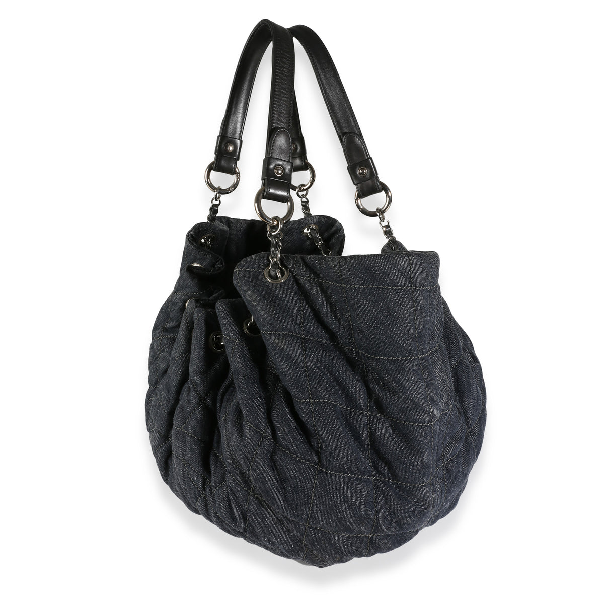 Navy Quilted Denim Coco Cabas Tote