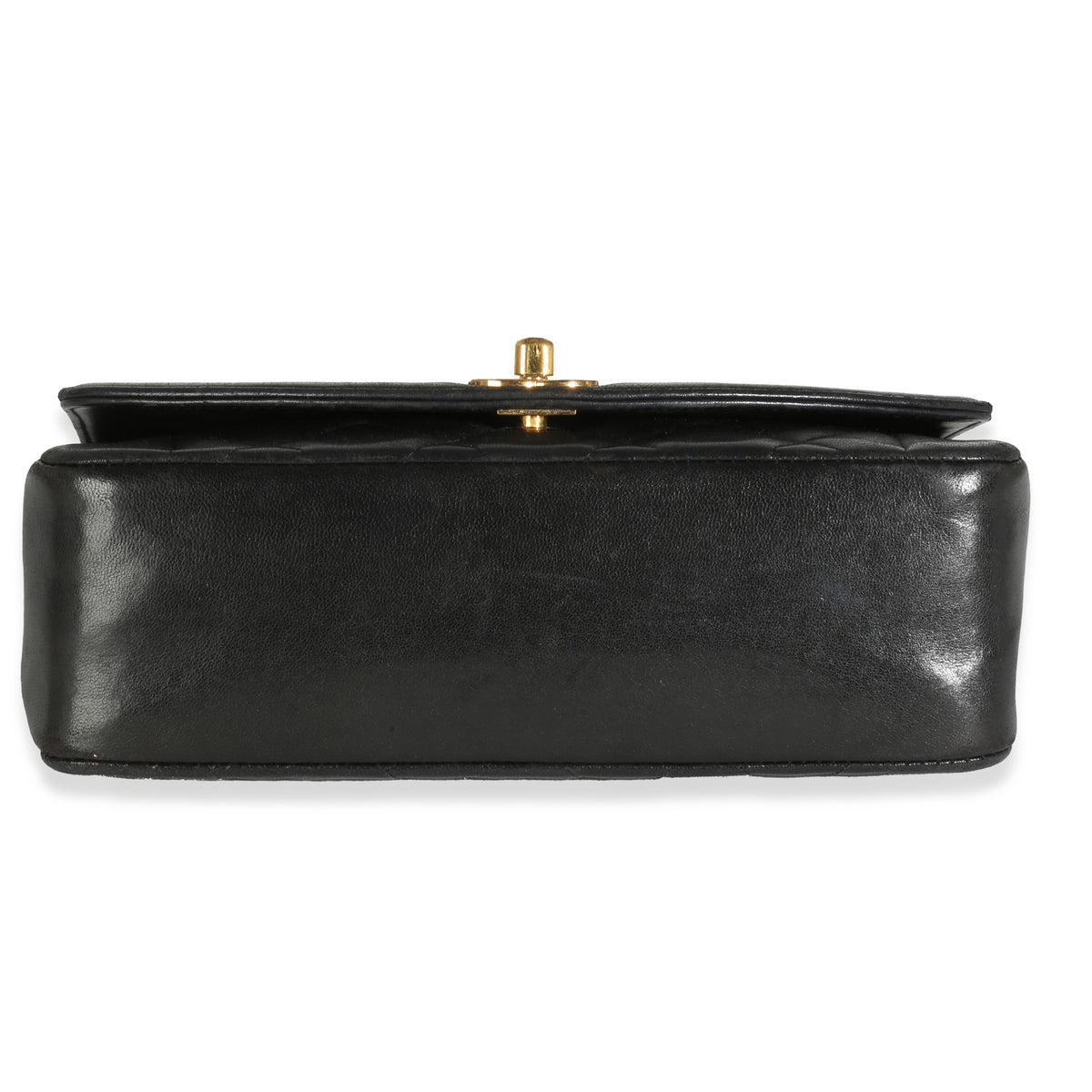 24K Black Quilted Lambskin Small Diana Flap Bag