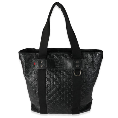 Black Leather Guccissima Tote