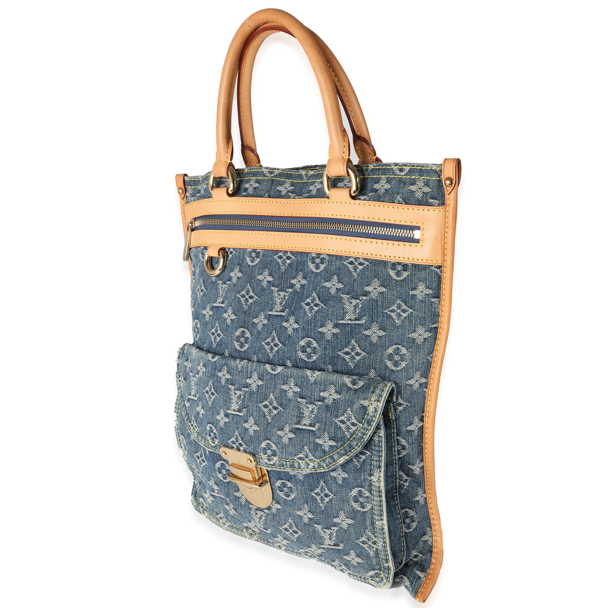 Blue Monogram Denim Sac Plat