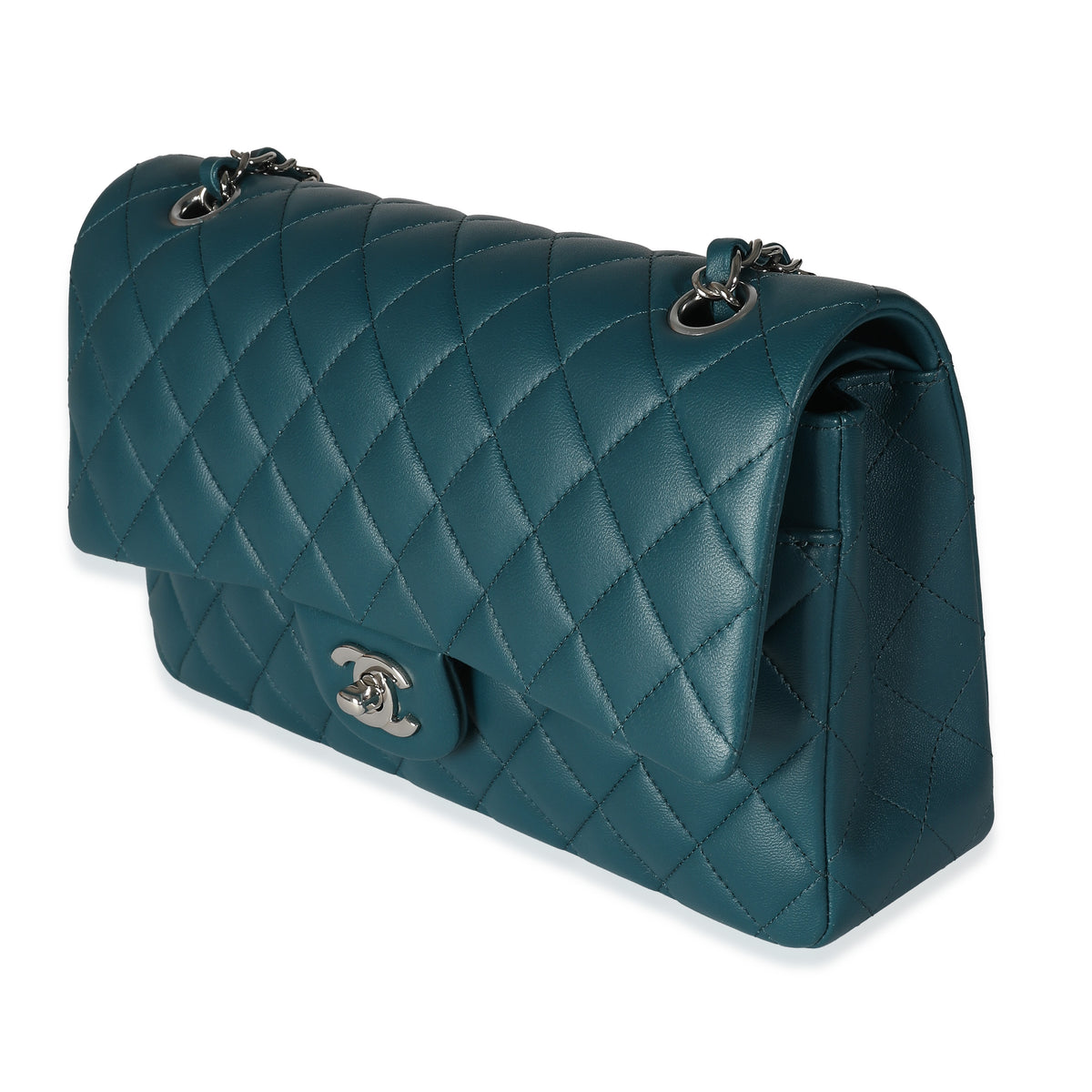 Dark Turquoise Quilted Lambskin Medium Classic Double Flap Bag