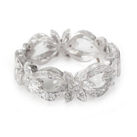 Diamond Flora Interlocking G Ring in 18K White Gold 0.35 CTW