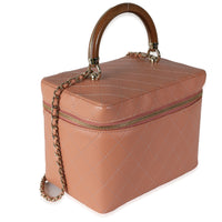 Chanel Pink Quilted Lambskin Knock On Wood Vanity Case Handbag pv