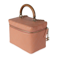 Chanel Pink Quilted Lambskin Knock On Wood Vanity Case Handbag sv