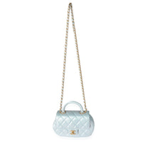 24C Light Blue Iridescent Quilted Lambskin Small Top Handle Bag