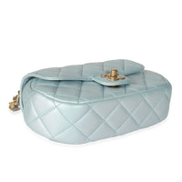 24C Light Blue Iridescent Quilted Lambskin Small Top Handle Bag