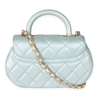 24C Light Blue Iridescent Quilted Lambskin Small Top Handle Bag