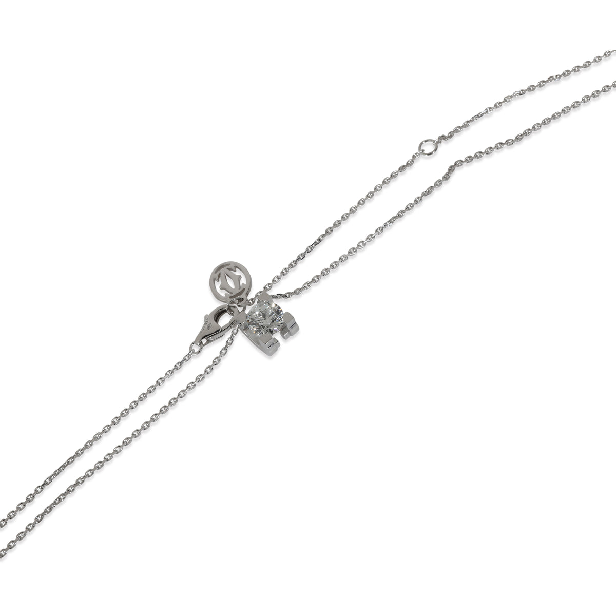 C de Cartier Fashion Necklace in 18k White Gold/Steel E IF 0.71 CTW