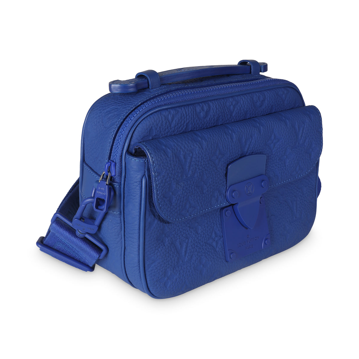 Blue Taurillon Monogram S Lock Messenger