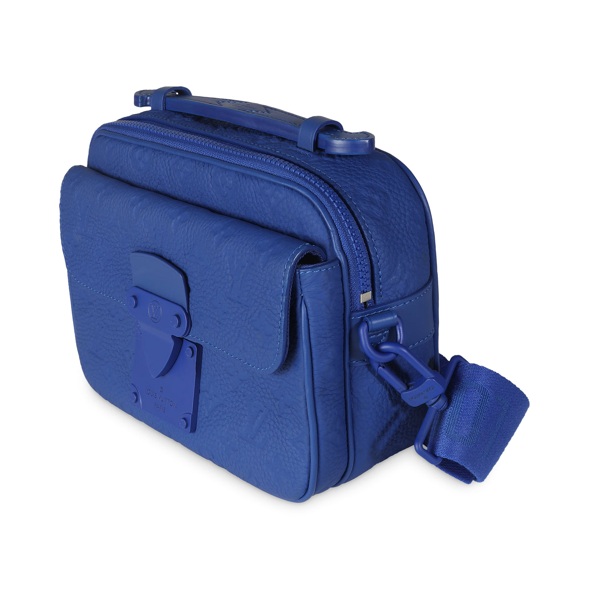 Blue Taurillon Monogram S Lock Messenger